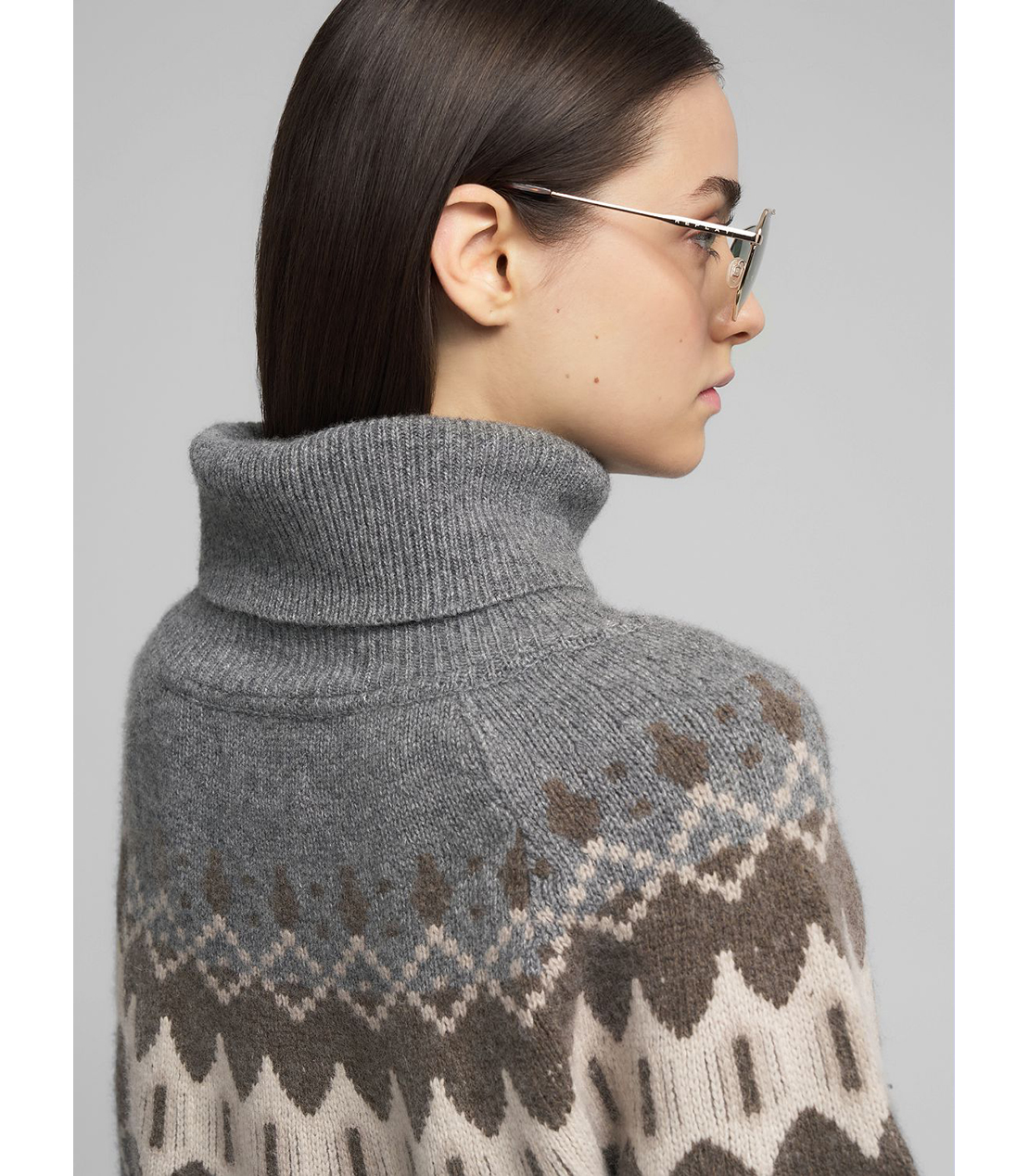 フェアアイルウールブレンドオフタートルニット 詳細画像 グレー系 7